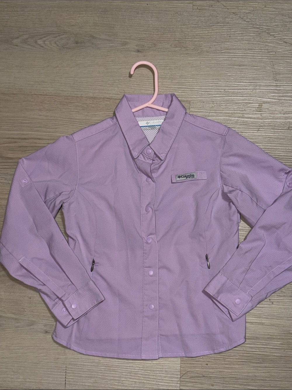 Columbia Lavender Button-Front Girls' Long Sleeve Shirt Sz XS (6)